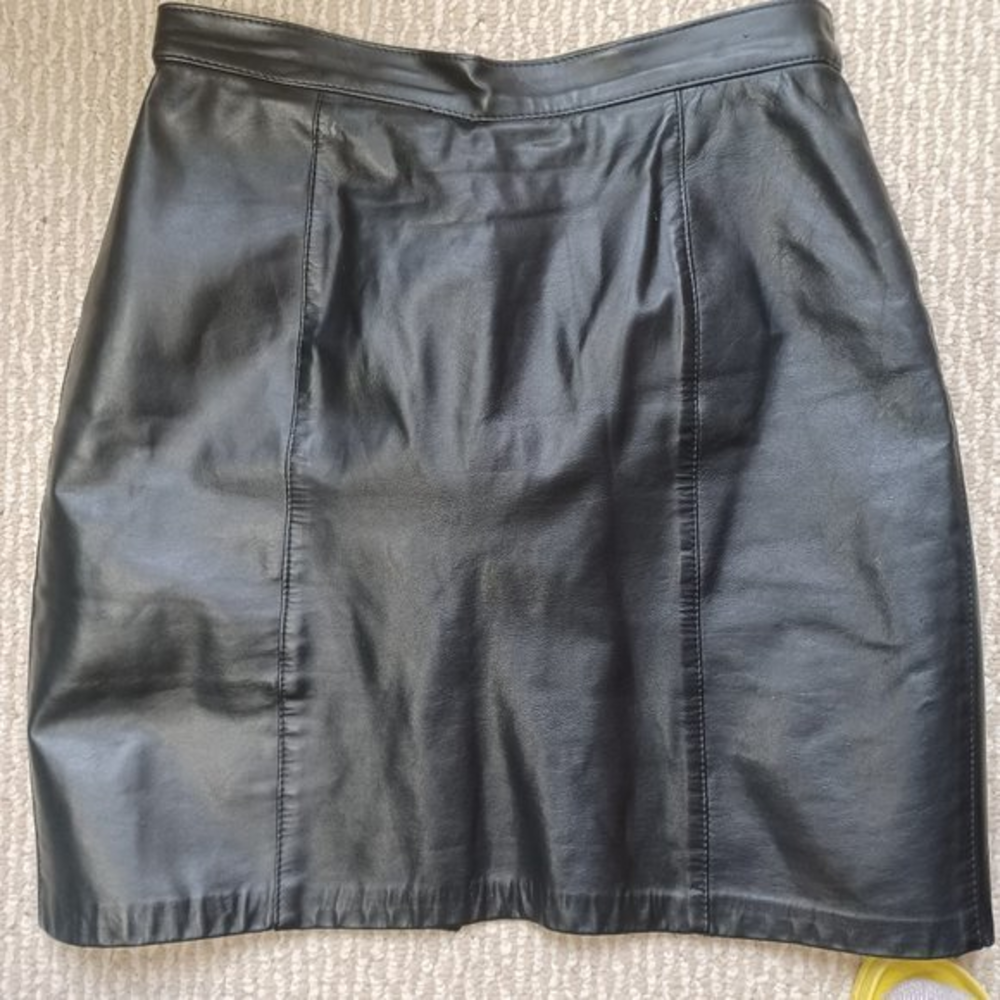 vintage black leather‎ mini skirt Sable brand
